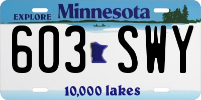 MN license plate 603SWY