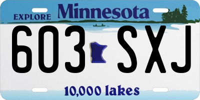 MN license plate 603SXJ