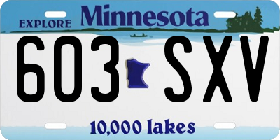 MN license plate 603SXV