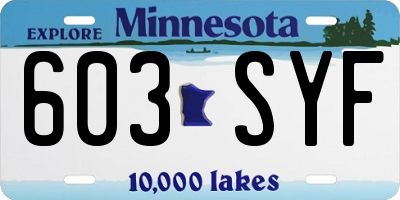 MN license plate 603SYF