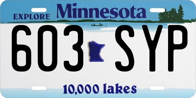 MN license plate 603SYP