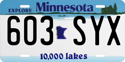 MN license plate 603SYX