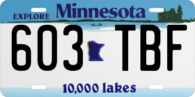 MN license plate 603TBF