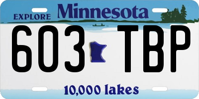 MN license plate 603TBP