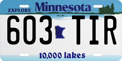 MN license plate 603TIR