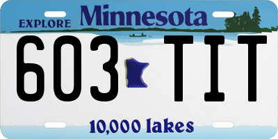 MN license plate 603TIT