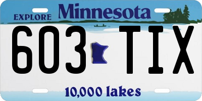 MN license plate 603TIX