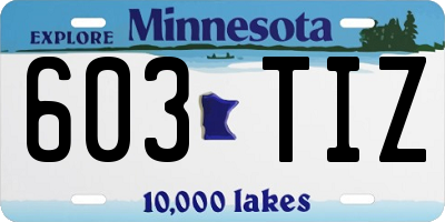 MN license plate 603TIZ