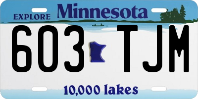 MN license plate 603TJM