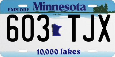 MN license plate 603TJX