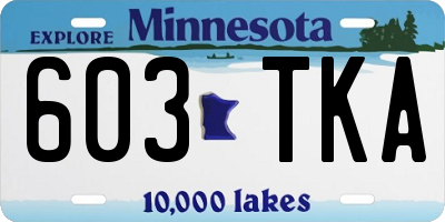 MN license plate 603TKA