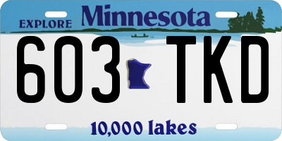 MN license plate 603TKD
