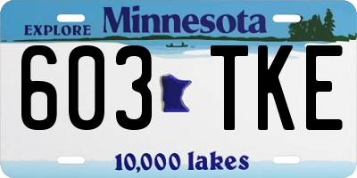 MN license plate 603TKE