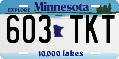 MN license plate 603TKT
