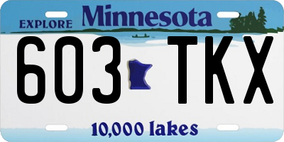 MN license plate 603TKX
