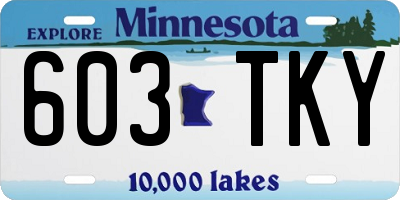 MN license plate 603TKY