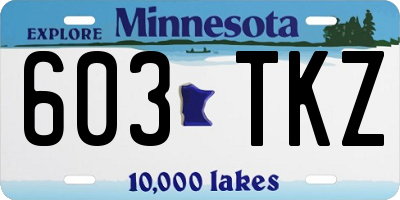 MN license plate 603TKZ