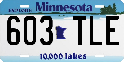 MN license plate 603TLE