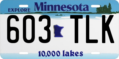 MN license plate 603TLK