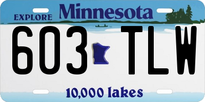MN license plate 603TLW