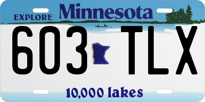 MN license plate 603TLX