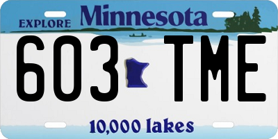 MN license plate 603TME