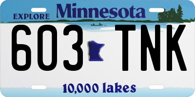 MN license plate 603TNK