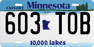 MN license plate 603TOB