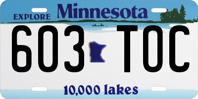 MN license plate 603TOC