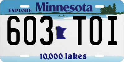 MN license plate 603TOI