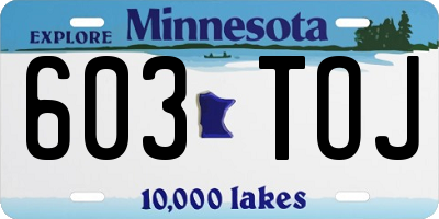 MN license plate 603TOJ