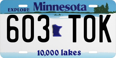 MN license plate 603TOK