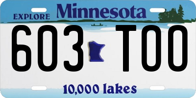 MN license plate 603TOO