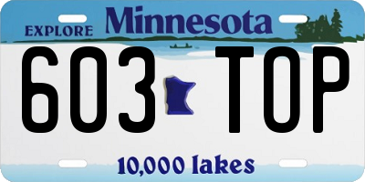MN license plate 603TOP