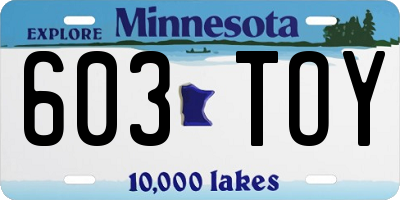 MN license plate 603TOY