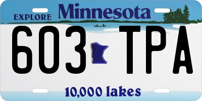 MN license plate 603TPA