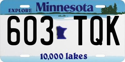 MN license plate 603TQK