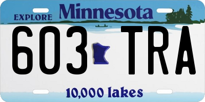 MN license plate 603TRA