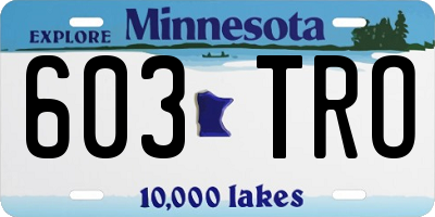 MN license plate 603TRO