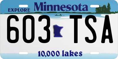 MN license plate 603TSA