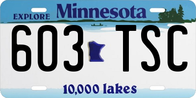 MN license plate 603TSC