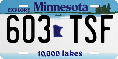MN license plate 603TSF