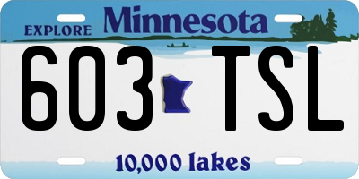 MN license plate 603TSL