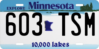 MN license plate 603TSM