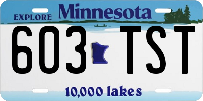 MN license plate 603TST