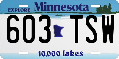 MN license plate 603TSW