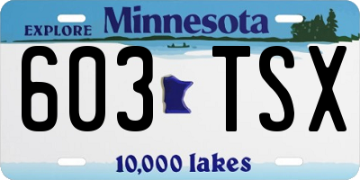 MN license plate 603TSX