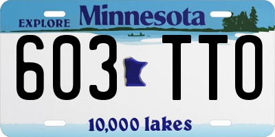 MN license plate 603TTO