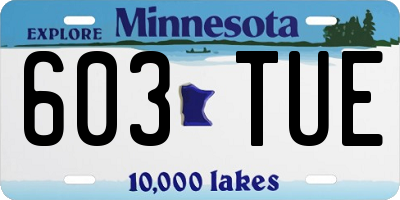 MN license plate 603TUE