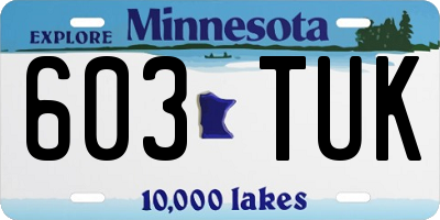 MN license plate 603TUK